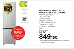 Hipercor Frigorífico combi total no frost lg gbv7280cmb oferta