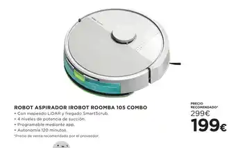 Hipercor Robot aspirador irobot roomba 105 combo oferta