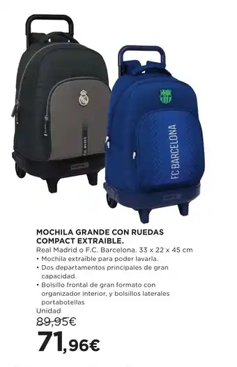 Hipercor Mochila grande con ruedas compact extraible oferta