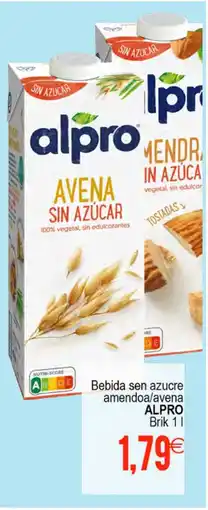 Plenus Supermercados ALPRO Bebida sen azucre amendoa/avena oferta