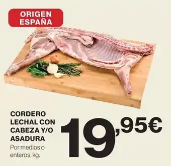 El Corte Inglés Origen - cordero lechal con cabeza y/o asadura oferta