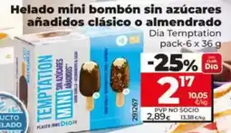 Dia Dia temptation - helado mini bombón sin azúcares añadidos clásico o almendrado oferta