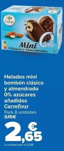 Carrefour Carrefour - helados mini bombón clásico y almendrado 0% azúcares añadidos oferta