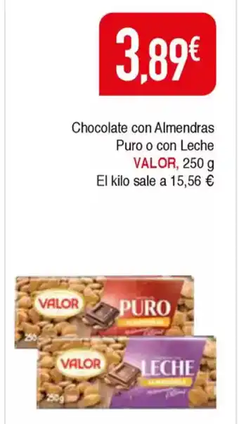Masymas VALOR Chocolate con Almendras Puro o con Leche oferta