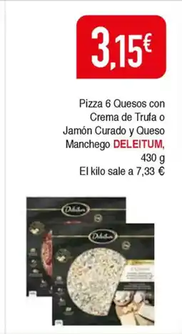 Masymas DELEITUM Pizza 6 Quesos con Crema de Trufa o Jamón Curado y Queso Manchego oferta