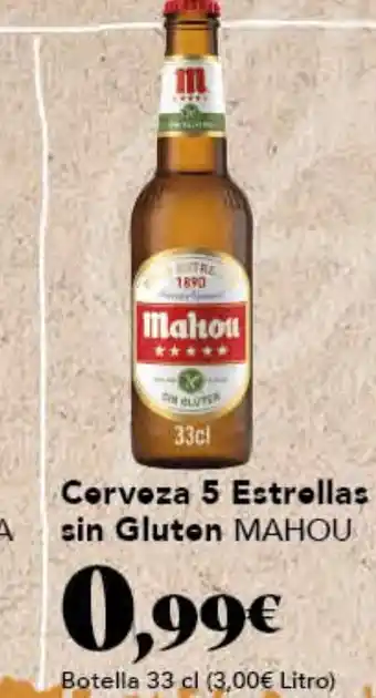 Gadis MAHOU Cerveza 5 Estrellas sin Gluten oferta