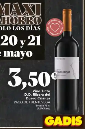 Gadis PAGO DE FUENTEVEGA Vino Tinto D.O. Ribera dol Duoro Crianza oferta