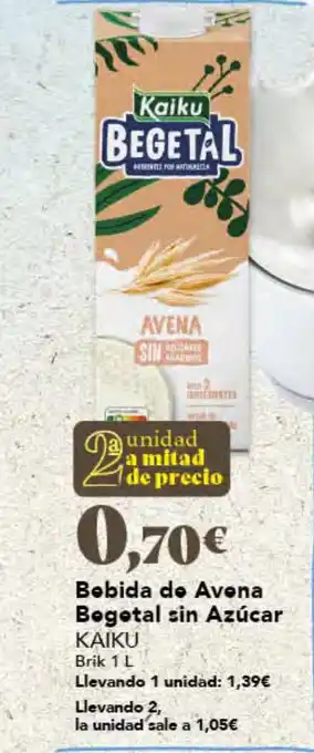 Gadis KAIKU Bebida de Avena Begetal sin Azucar oferta
