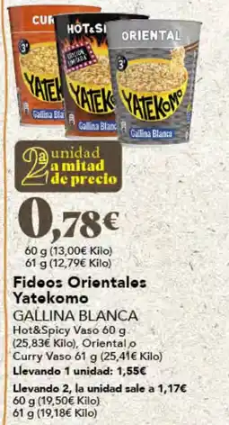 Gadis GALLINA BLANCA Fideos Orientales Yatekomo oferta