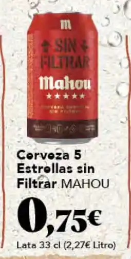 Gadis MAHOU Cerveza 5 Estrellas sin Filtrar oferta