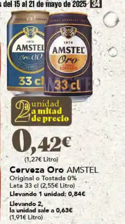 Gadis AMSTEL Cerveza Oro oferta