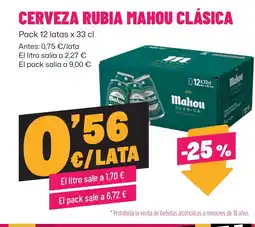 AhorraMas MAHOU CLÁSICA Cerveza rubia oferta