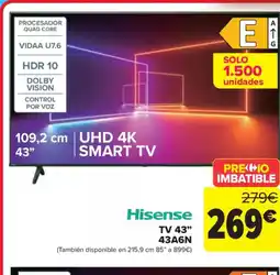 Carrefour HISENSE TV 43" 43A6N oferta