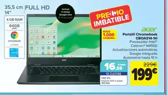 Carrefour ACER Portátil Chromebook CBOA314-1H oferta