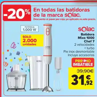 Carrefour SOLAC Batidora Mixo 1000 Chef 7 oferta