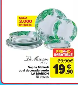 Carrefour Vajilla Malindi opal decorado verde oferta