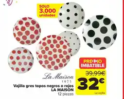 Carrefour Vajilla gres topos negros o rojos oferta