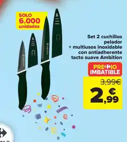 Carrefour Set 2 cuchillos pelador + multiusos inoxidable oferta