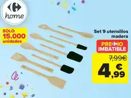 Carrefour Set 9 utensilios madera oferta