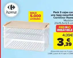 Carrefour Pack 3 cajas con una tapa easyclick oferta