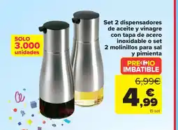 Carrefour Set 2 dispensadores de aceite y vinagre con tapa de acero inoxidable o set oferta