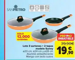 Carrefour Lote 3 sartenes + 2 tapas modelo Sunny oferta
