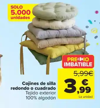 Carrefour Cojines de silla redondo o cuadrado oferta