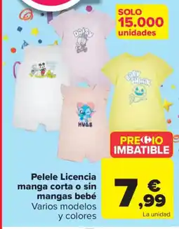 Carrefour Pelele Licencia manga corta o sin mangas bebé Varios modelos y colores oferta