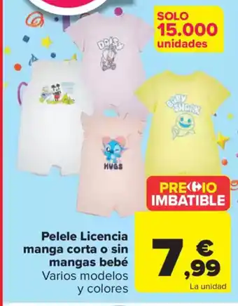 Carrefour Pelele Licencia manga corta o sin mangas bebé Varios modelos y colores oferta