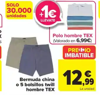 Carrefour Bermuda china o 5 bolsillos twill oferta