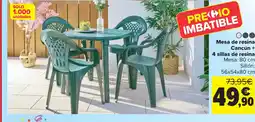 Carrefour Mesa de resina Cancún + 4 sillas de resina oferta