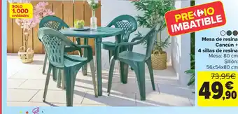 Carrefour Mesa de resina Cancún + 4 sillas de resina oferta