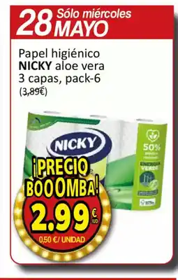 SPAR NICKY Papel higiénico aloe vera 3 capas oferta