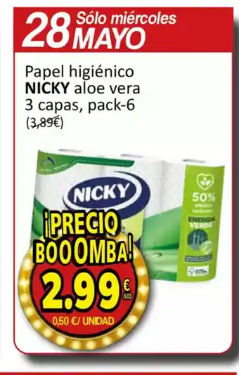 SPAR NICKY Papel higiénico aloe vera 3 capas oferta