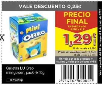 SPAR LU Galletas Oreo mini golden oferta