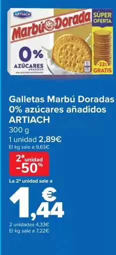 Carrefour ARTIACH Galletas Marbú Doradas 0% azúcares añadidos oferta