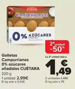 Carrefour CUÉTARA Galletas Campurrianas 0% azúcares añadidos oferta