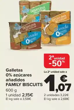Carrefour FAMILY BISCUITS Galletas 0% azúcares añadidos oferta