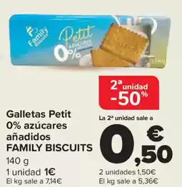 Carrefour FAMILY BISCUITS Galletas Petit 0% azúcares añadidos oferta