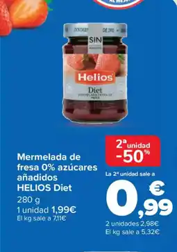 Carrefour HELIOS Mermelada de fresa 0% azúcares añadidos oferta