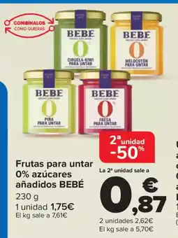 Carrefour BEBÉ Frutas para untar 0% azúcares añadidos oferta