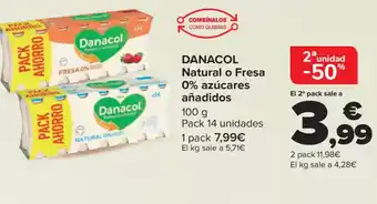 Carrefour DANACOL Natural o Fresa 0% azúcares añadidos oferta