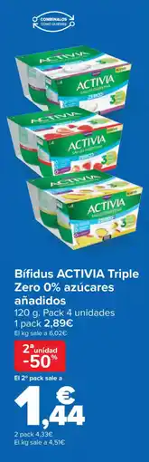 Carrefour ACTIVIA Bífidus Triple Zero 0% azúcares añadidos oferta