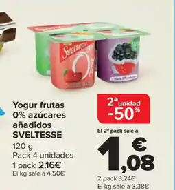 Carrefour SVELTESSE Yogur frutas 0% azúcares añadidos oferta