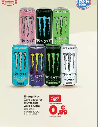 Carrefour MONSTER Energéticos Zero azúcares oferta