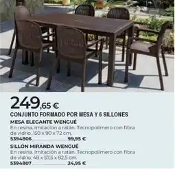 BigMat Conjunto formado por mesa y 6 sillones mesa elegante wengué oferta