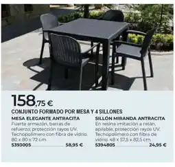 BigMat Conjunto formado por mesa y 4 sillones oferta