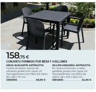 BigMat Conjunto formado por mesa y 4 sillones oferta