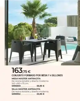 BigMat Conjunto formado por mesa y 4 sillones mesa máster antracita oferta