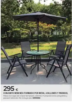 BigMat Conjunto new neo formado por mesa, 4 sillones y parasol oferta